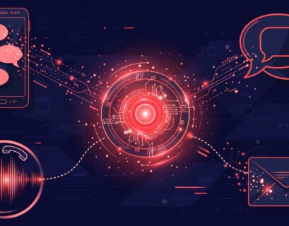 Central API node connected to SMS, chat, voice and email icons for a twilio.com review
