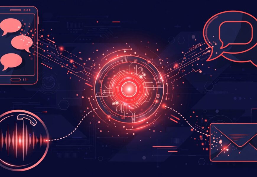 Central API node connected to SMS, chat, voice and email icons for a twilio.com review