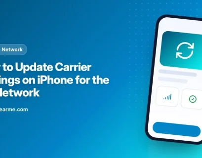 Illustration of an iPhone showing a Carrier Settings Update pop-up with an Update button for Jio