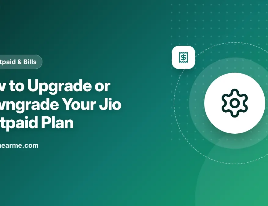 Illustration of a phone screen showing an option to change a Jio postpaid plan