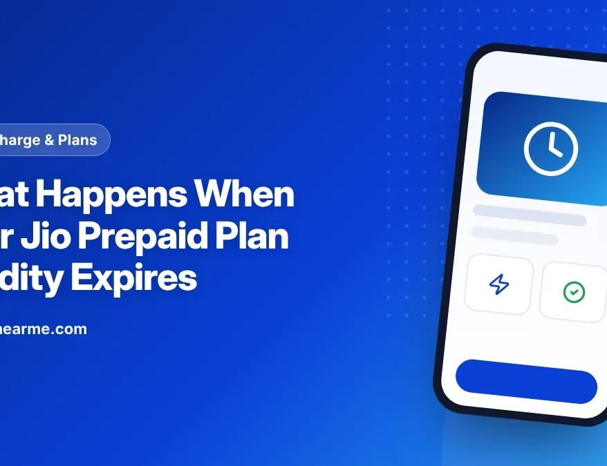 Illustration of a phone showing an expired Jio prepaid plan with calls and data paused