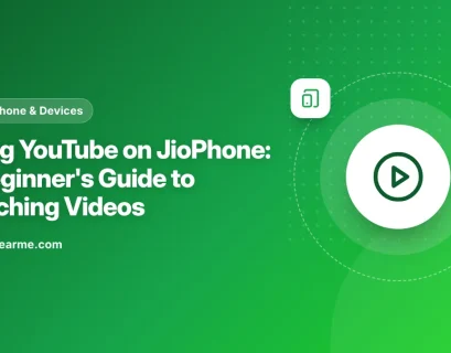 Illustration of a JioPhone keypad phone playing a YouTube video
